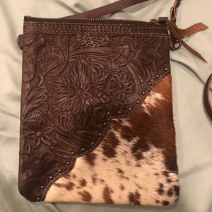Montana West Leather Cowhide Crossbody Purse